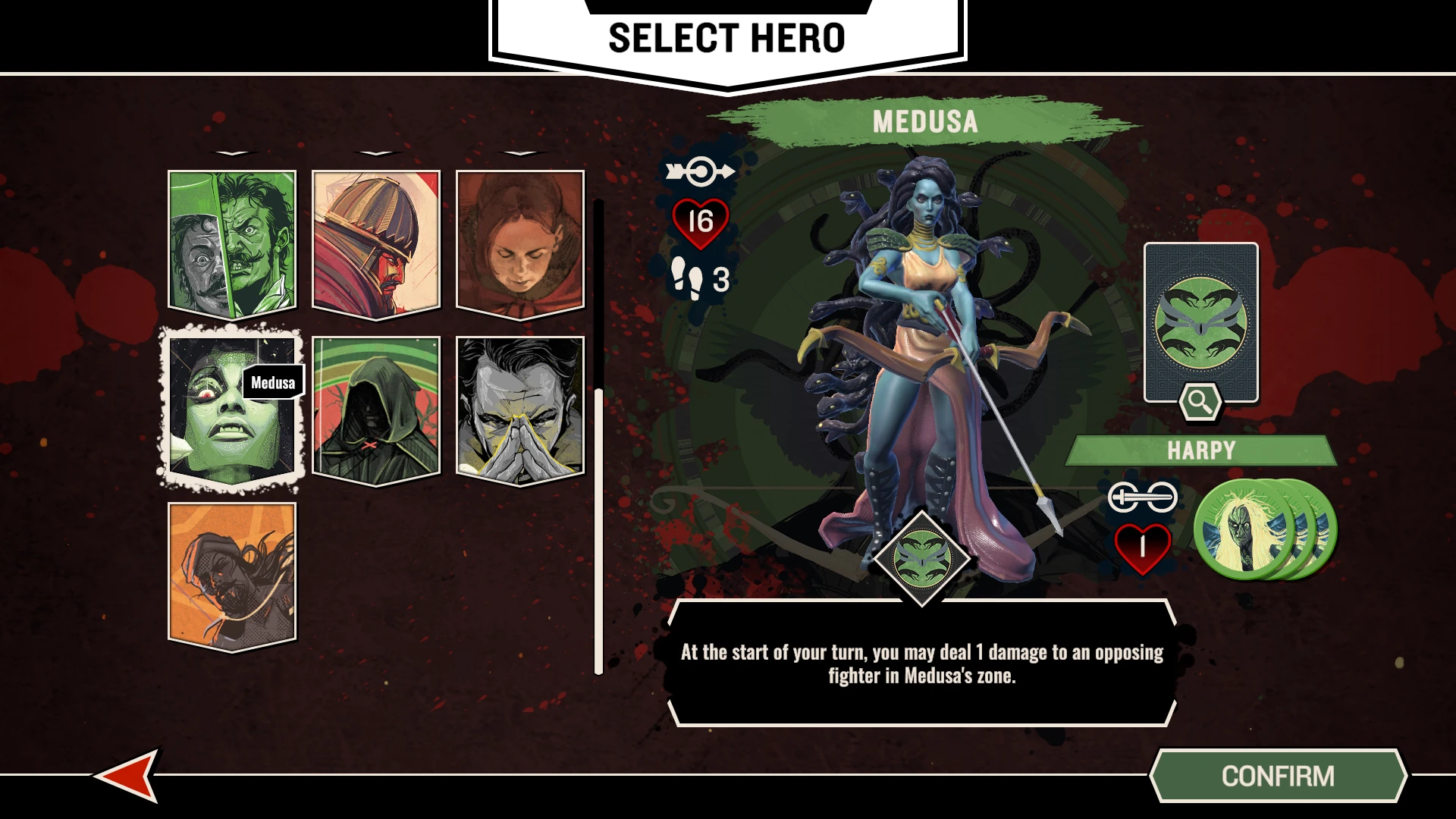 Hero select screen showing Medusa
